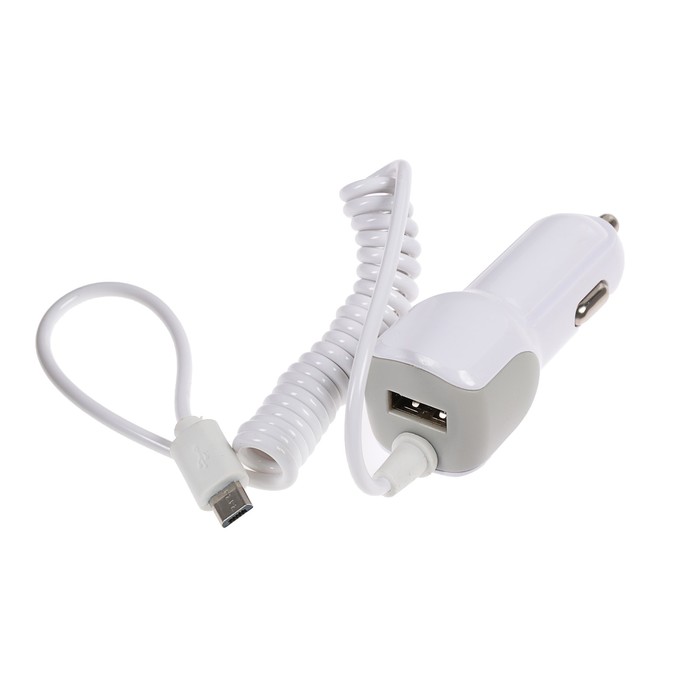 Автомобильное зарядное устройство Luazon LCC-20,  microUSB, 1A, USB, белый