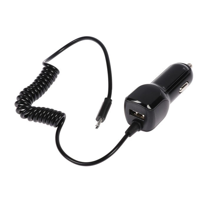 Автомобильное зарядное устройство Luazon LCC-21,  microUSB, 1A, USB, чёрный