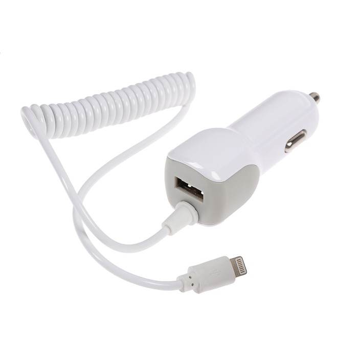Автомобильное зарядное устройство Luazon LCC-22, IPhone 5/6/7/8/X, 1A, USB, белый