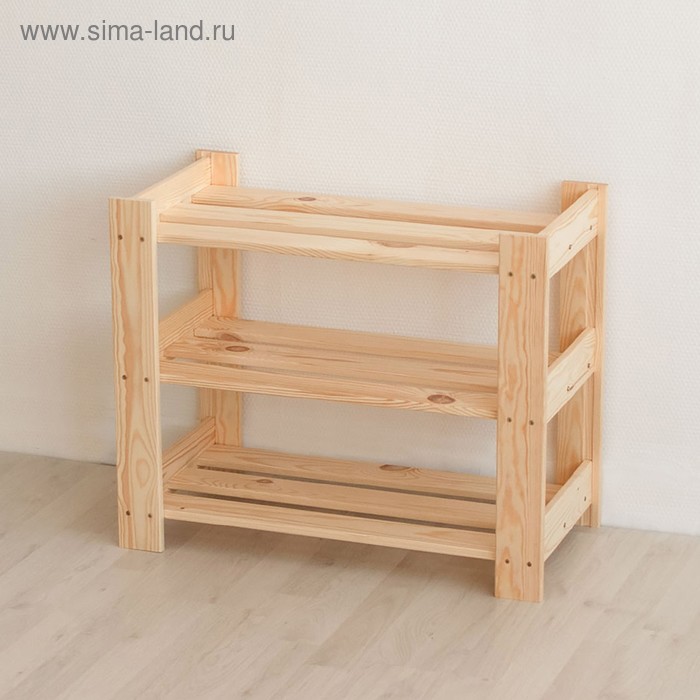  Стеллаж для обуви деревянный, 64×32×52см, 3 полки