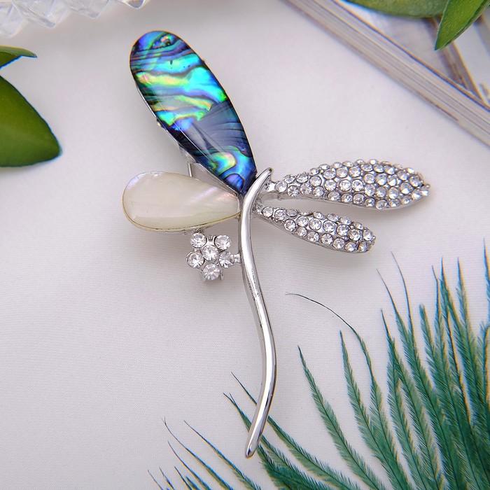 Брошь "Галиотис" стрекозка со стразами