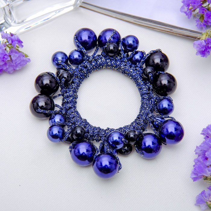 Резинка для волос "Жемчужный океан" синий чёрный