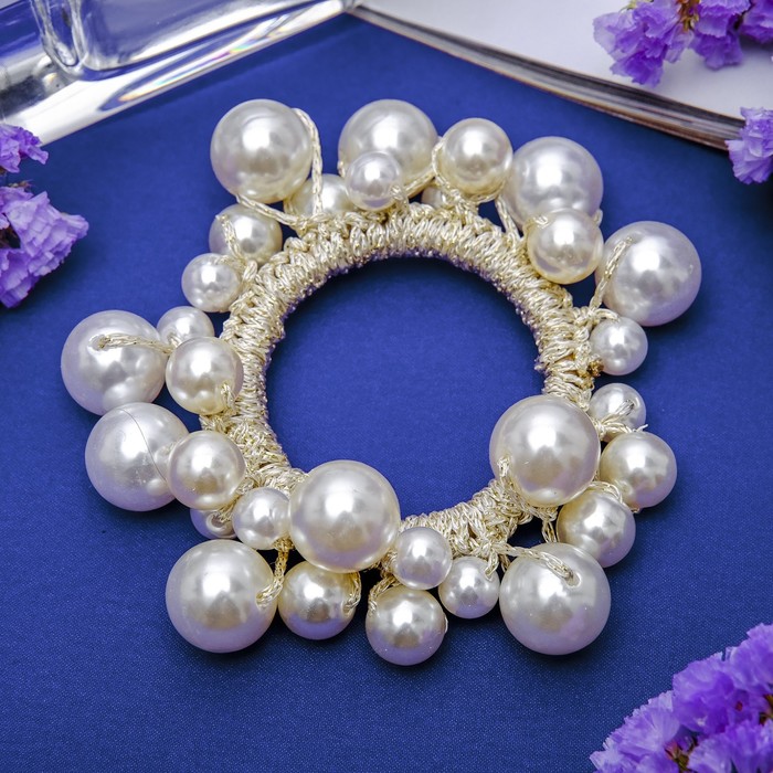 Резинка для волос "Жемчужный океан" белый