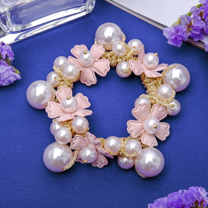 Резинка для волос "Цветы жемчуга" кремовый