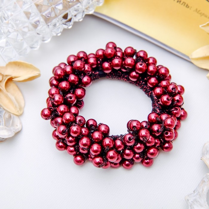 Резинка для волос "Жемчужная сказка" бордовый