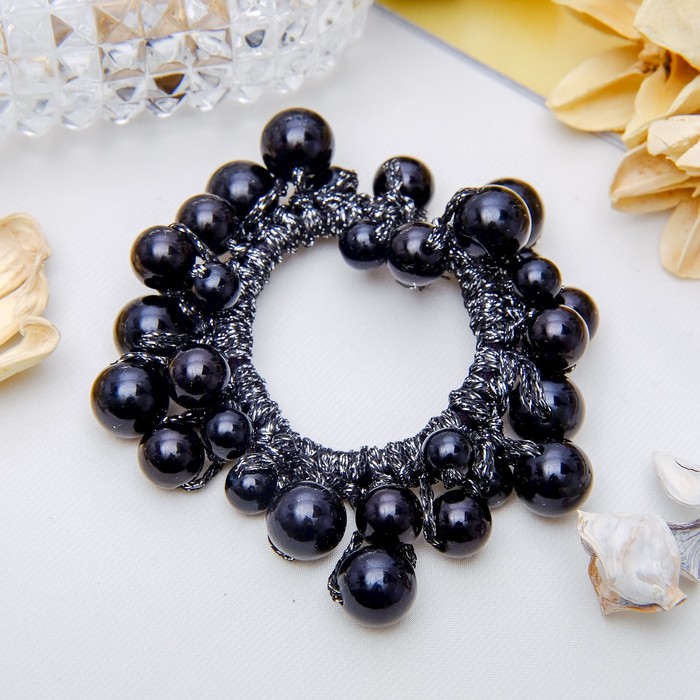 Резинка для волос "Россыпь жемчуга" чёрный