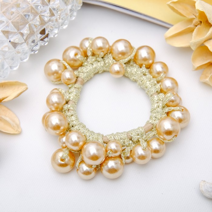 Резинка для волос "Россыпь жемчуга" золото