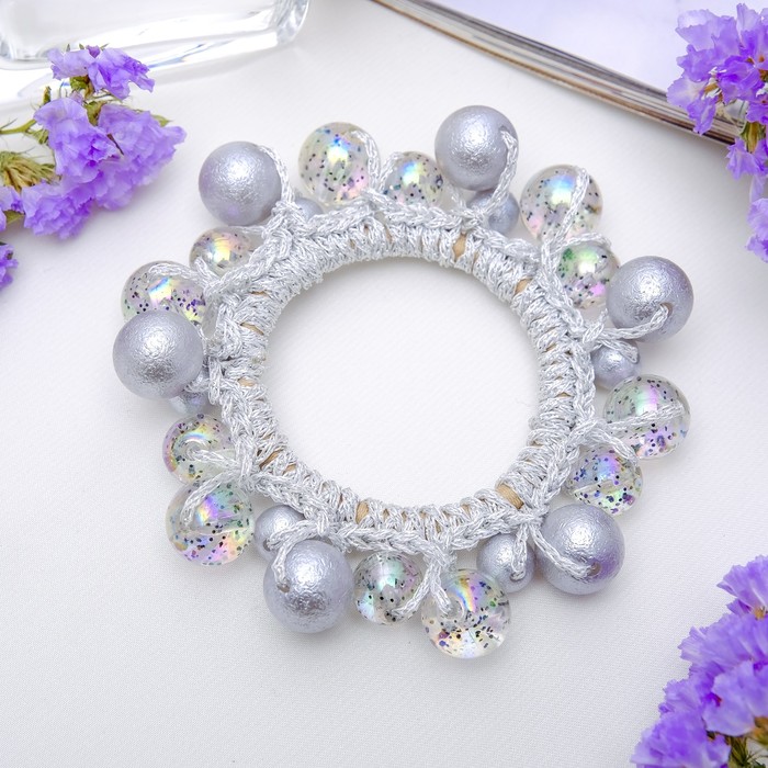 Резинка для волос "Брызги блеска" серебро