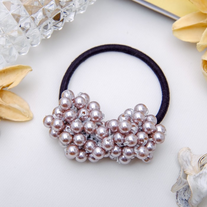 Резинка для волос "Жемчужный декор" серый