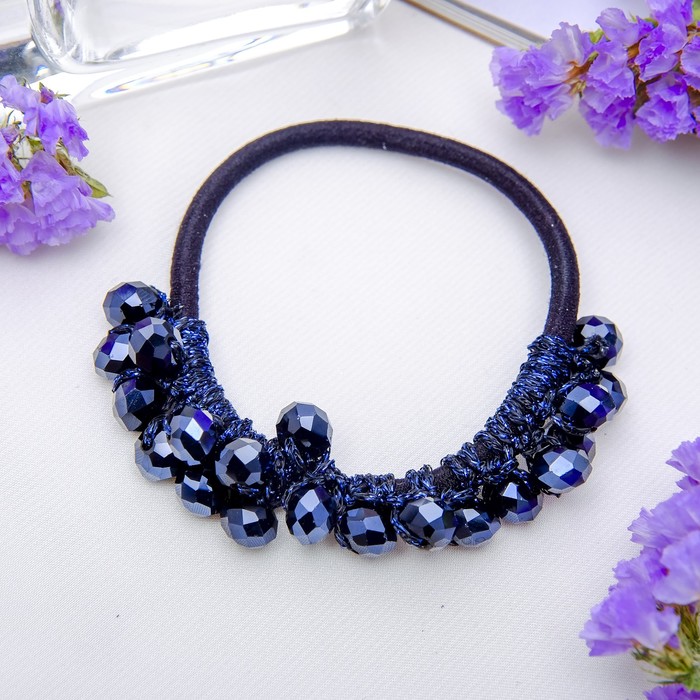 Резинка для волос "Кристальный декор" синий