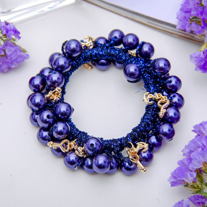 Резинка для волос "Жемчужный ключ" синий