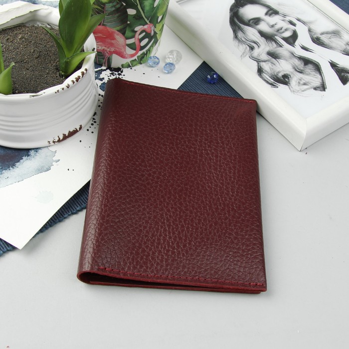 Портмоне женское, 2 отдела, для карт, цвет бордовый