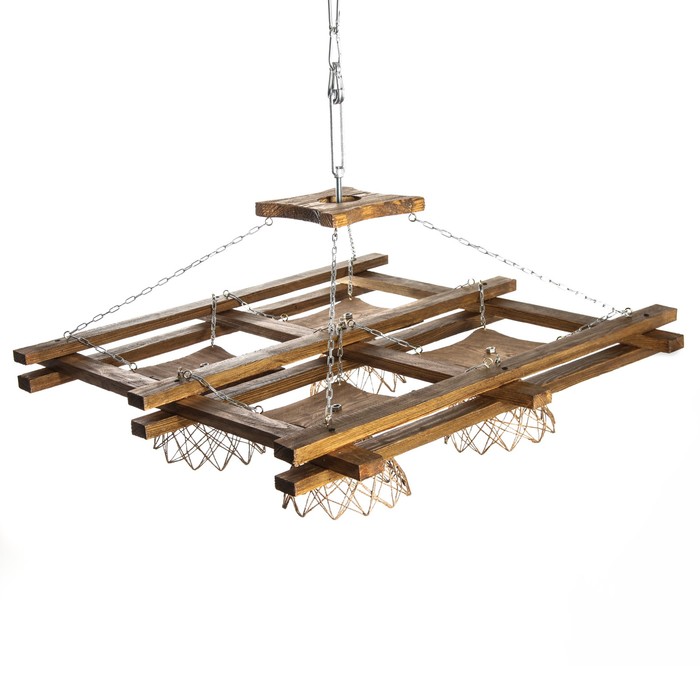 Деревянная люстра "Озеро", цвет дуб, УЦЕНКА