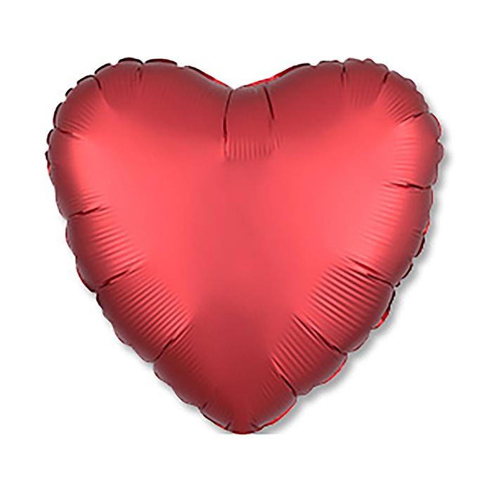 Шар фольгированный 18 «Сердце», сатин, красный, 1 шт.