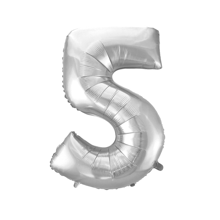 Шар фольгированный 26" "Цифра 5", Silver, 1 шт.