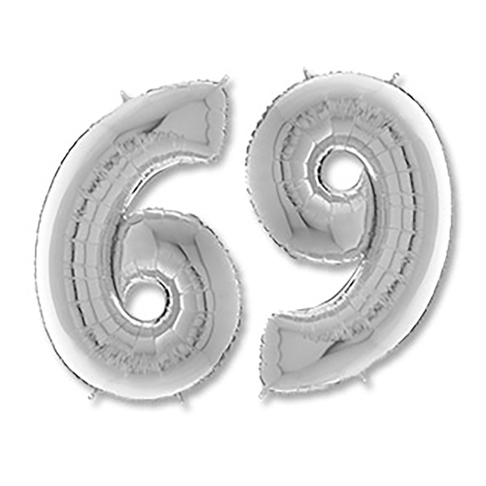 Шар фольгированный 26" "Цифра 6/9", Silver, 1 шт.