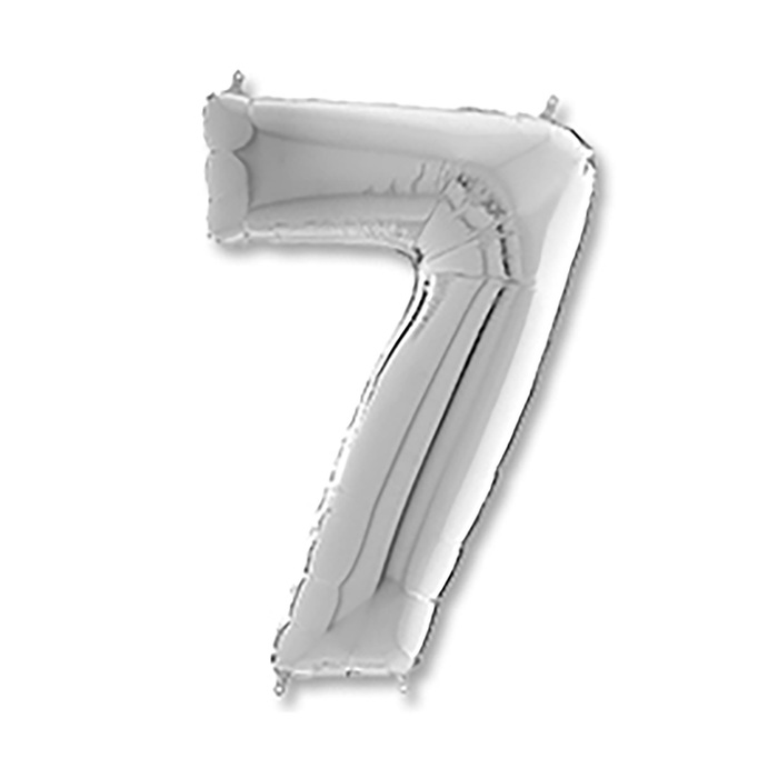 Шар фольгированный 26" "Цифра 7", Silver, 1 шт.