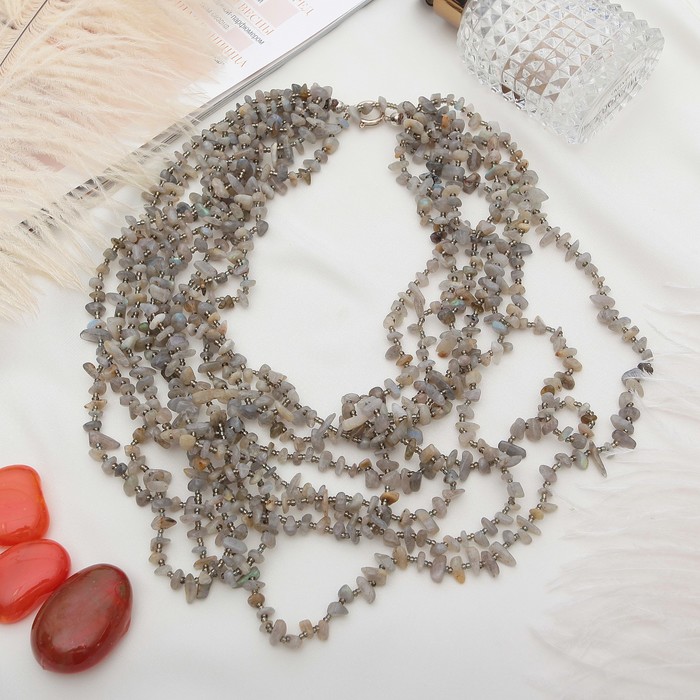 Бусы 8 рядов крошка на нитке "Агат бразильский"