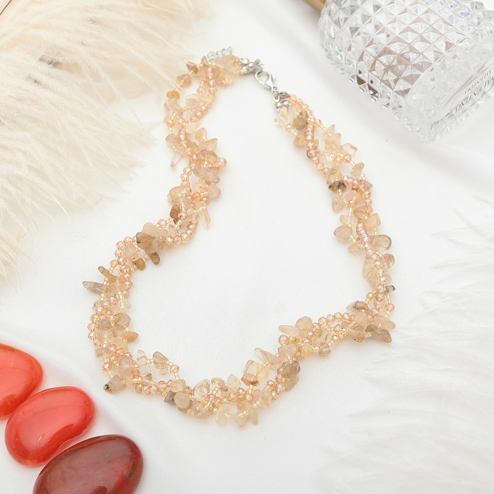 Бусы крошка с бисером, жгут "Цитрин", 45см