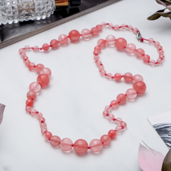 Бусы марта "Халцедон", цвет розовый