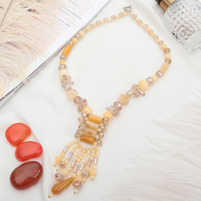 Бусы-галстук широкий "Цитрин с хрусталем"