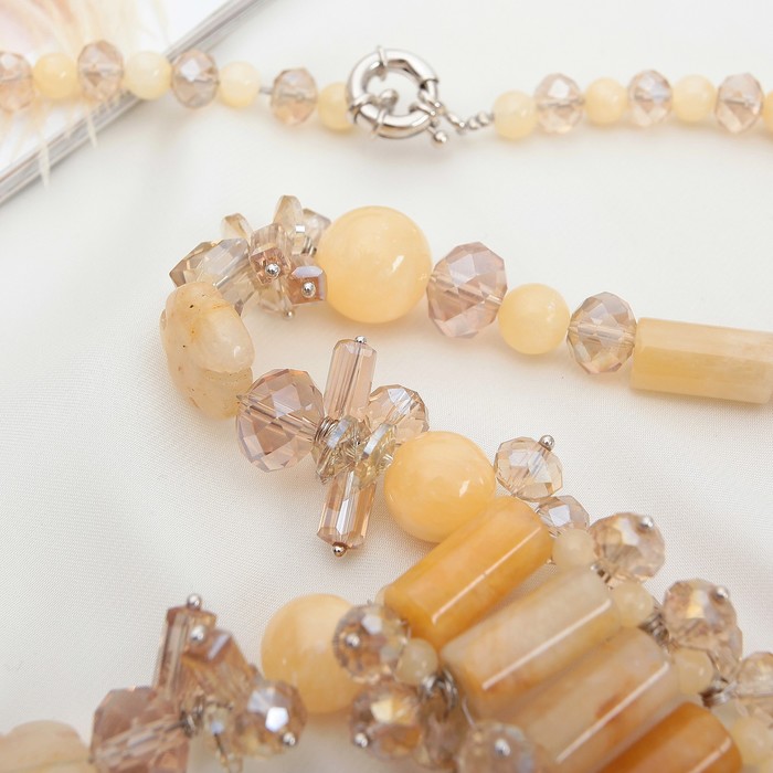 Бусы-галстук широкий "Цитрин с хрусталем"