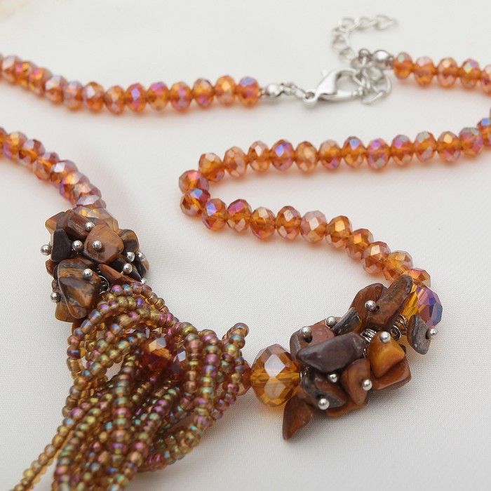 Бусы-галстук с хрусталем "Тигровый глаз"