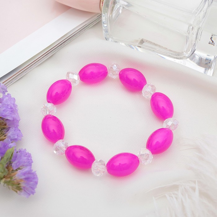 Браслет "Агат с хрусталем" рис, цвет малиновый