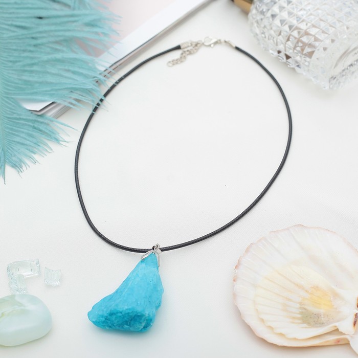 Кулон друза "Агат крашеный", цвет голубой, 45см