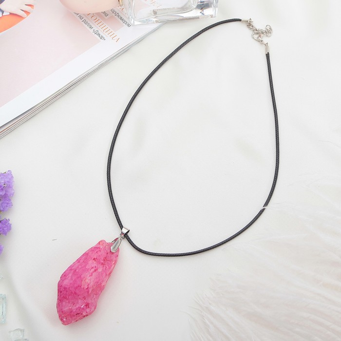 Кулон друза "Агат крашеный", цвет розовый, 45см