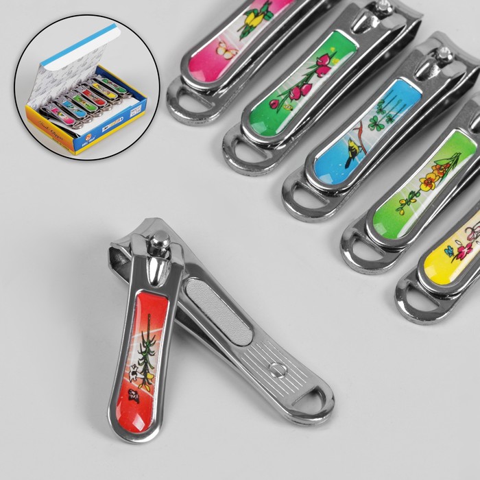 Кусачки-книпсер маникюрные "Цветы", с пилкой, 5(±0,5)см, цвет МИКС