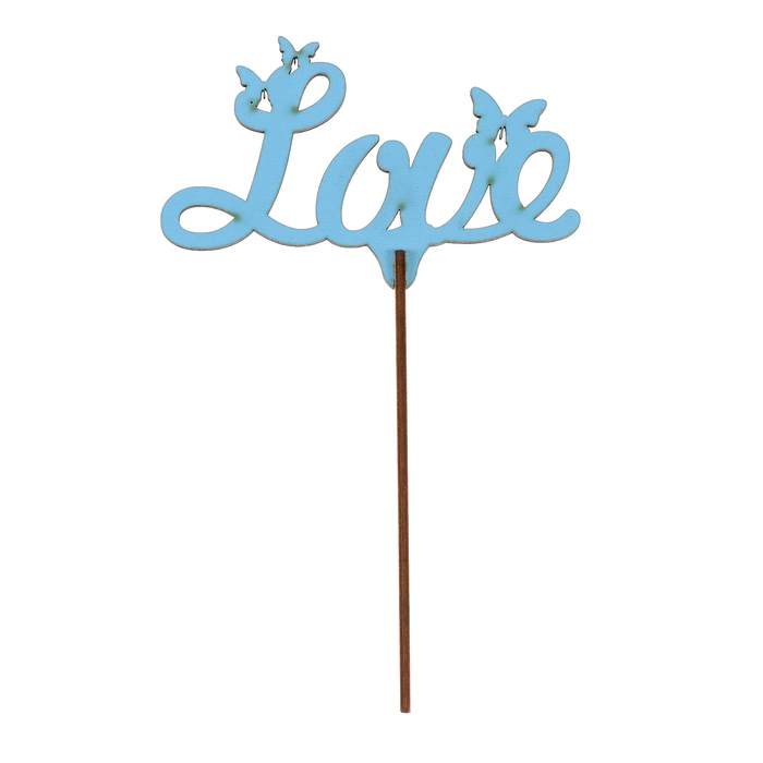 Топпер "Love" из фанеры, 12х6 см, голубой