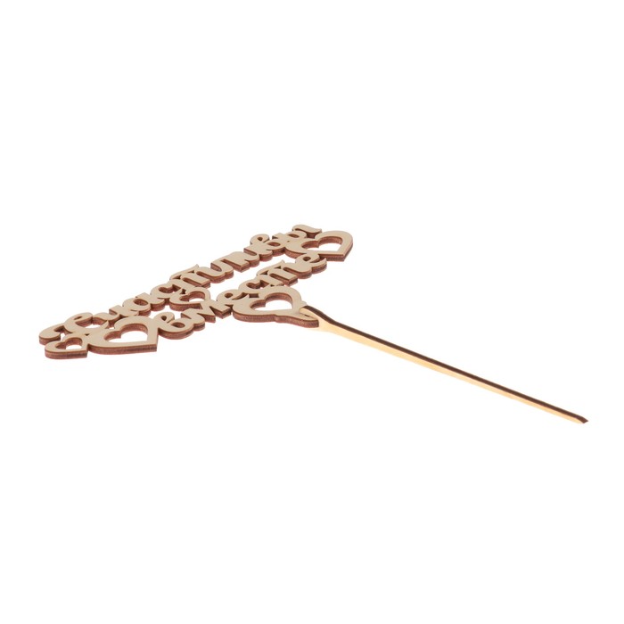 Топпер "Счастливы вместе" из фанеры, 14x9 см