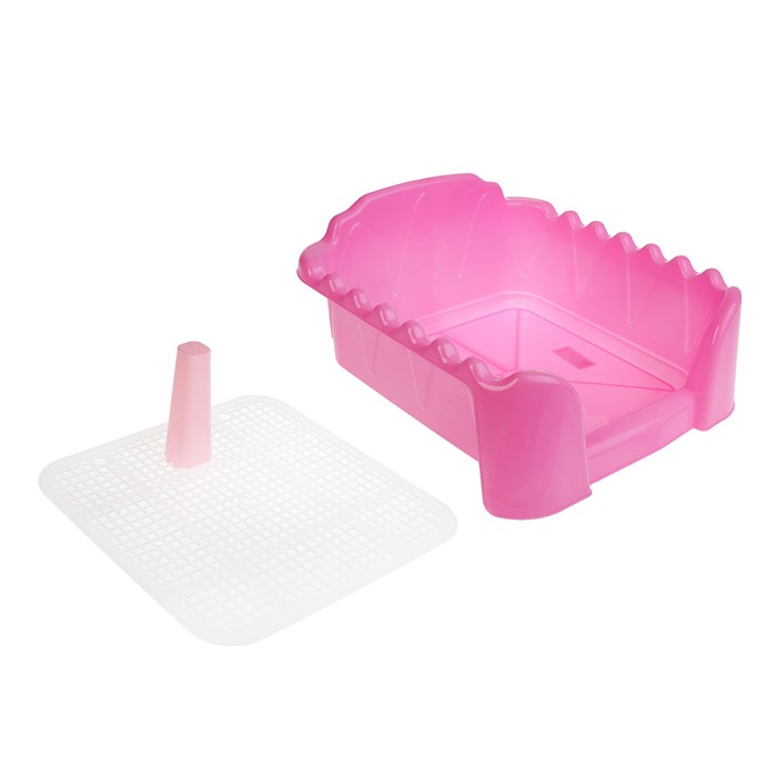 Туалет "Риф" со столбиком, для собак, 40 х 40 см, розовый