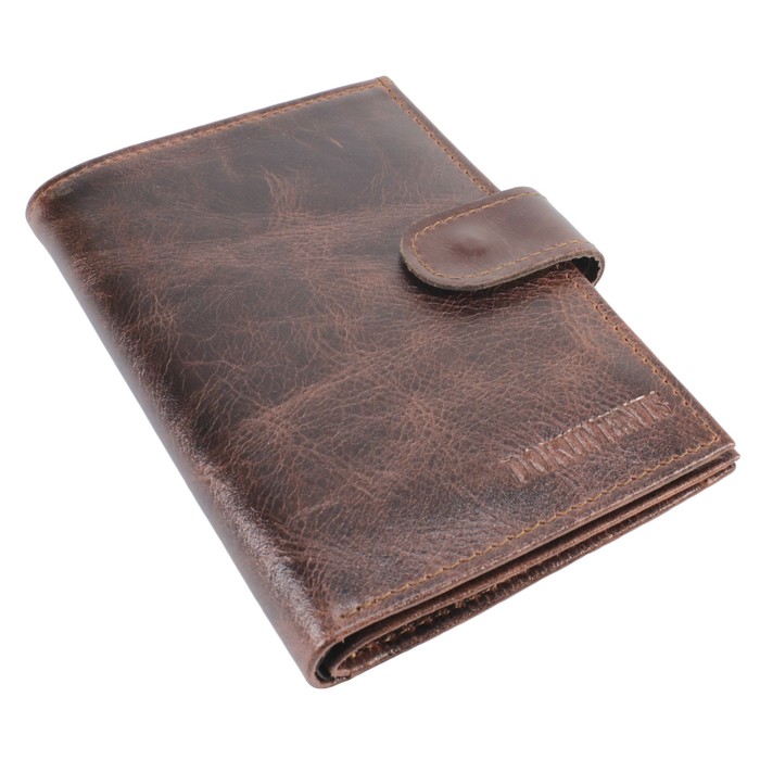 Обложка для автодокументов, отдел для паспорта, для купюр, для кредитных карт, цвет коричневый