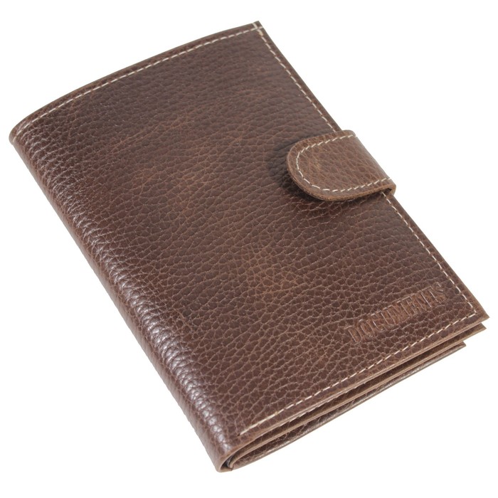 Обложка для автодокументов, отдел для паспорта, для купюр, для кредитных карт, цвет коричневый