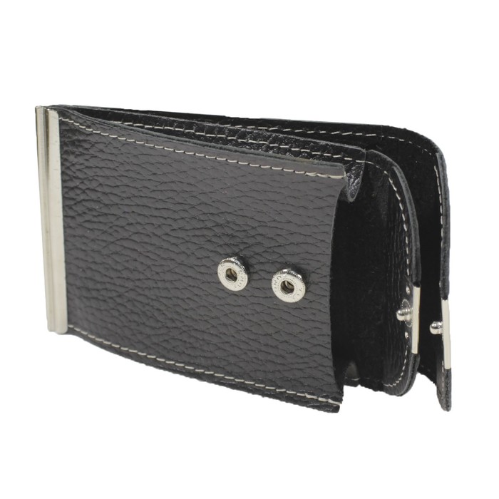 Зажим для купюр+монетница+карточки, кнопка, н/к, цвет чёрный флотер зк300-40