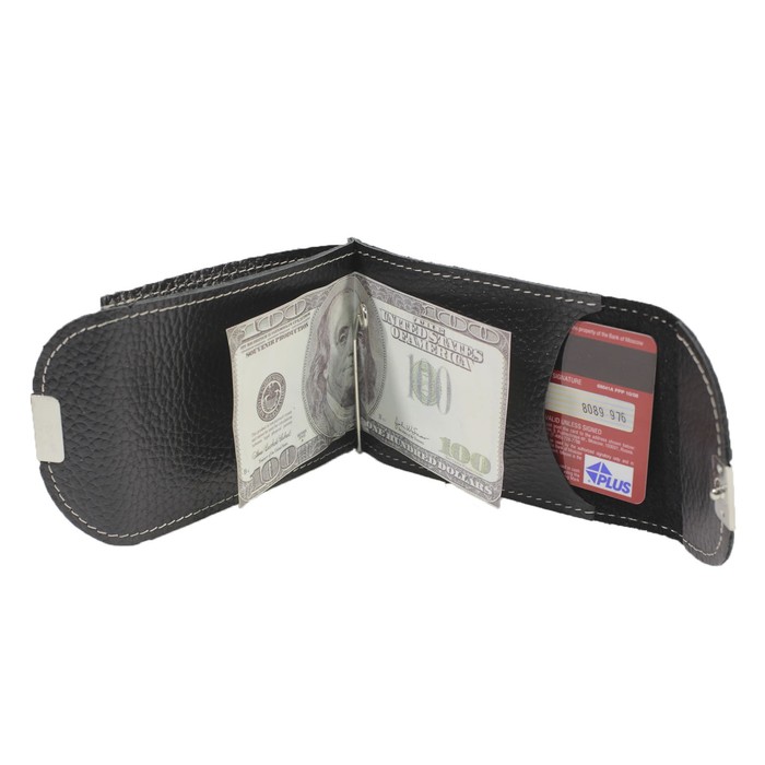 Зажим для купюр+монетница+карточки, кнопка, н/к, цвет чёрный флотер зк300-40