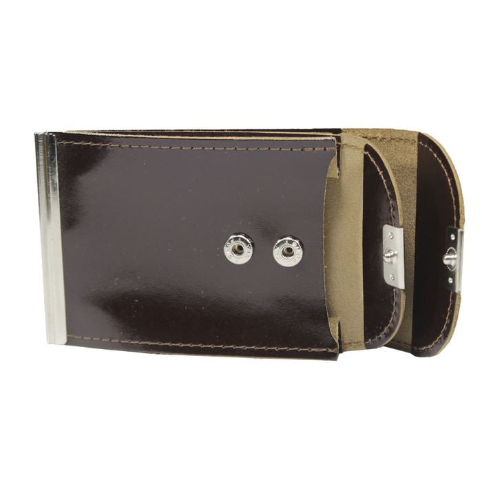 Зажим для купюр+монетница+карточки, кнопка, н/к, цвет коричневый зк300-6