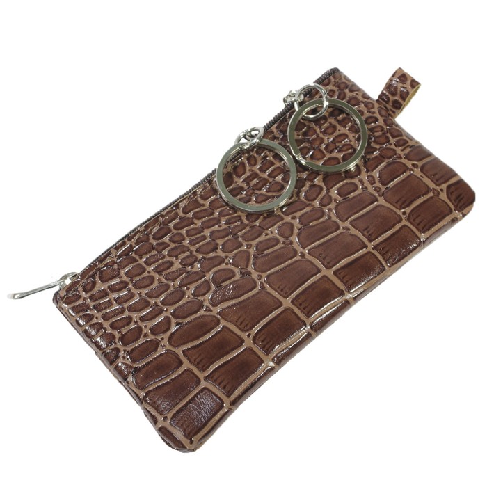 Ключница на молнии, цвет коричневый