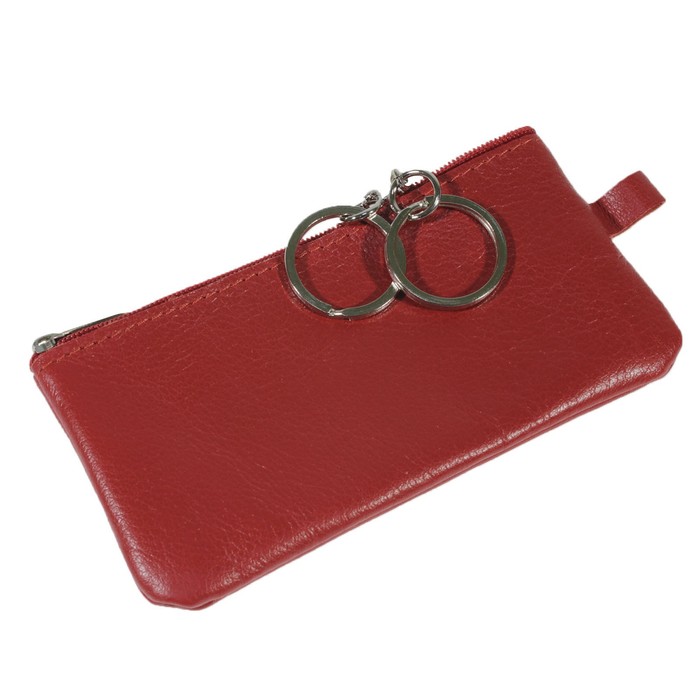 Ключница на молнии, цвет красный