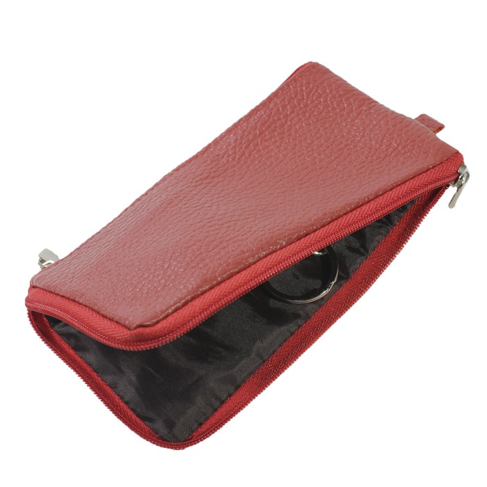 Ключница на молнии, цвет красный