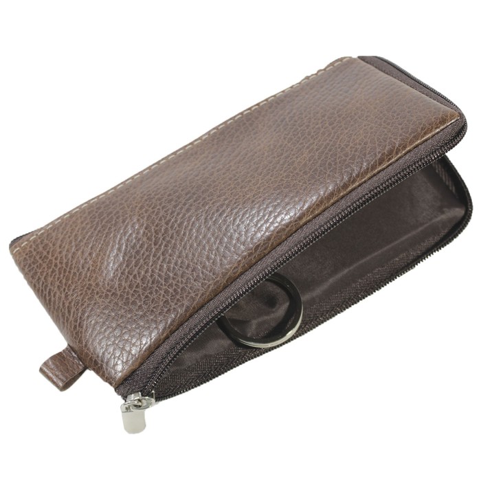 Ключница на молнии, цвет коричневый