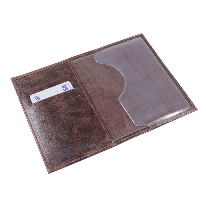 Обложка для паспорта, отдел для кредитных карт, цвет коричневый