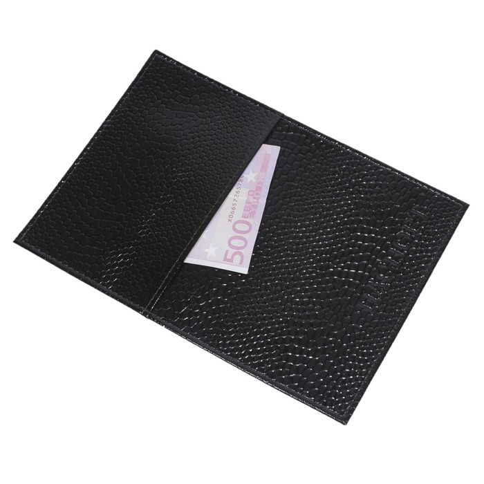 Обложка для паспорта с карманом, цвет чёрный