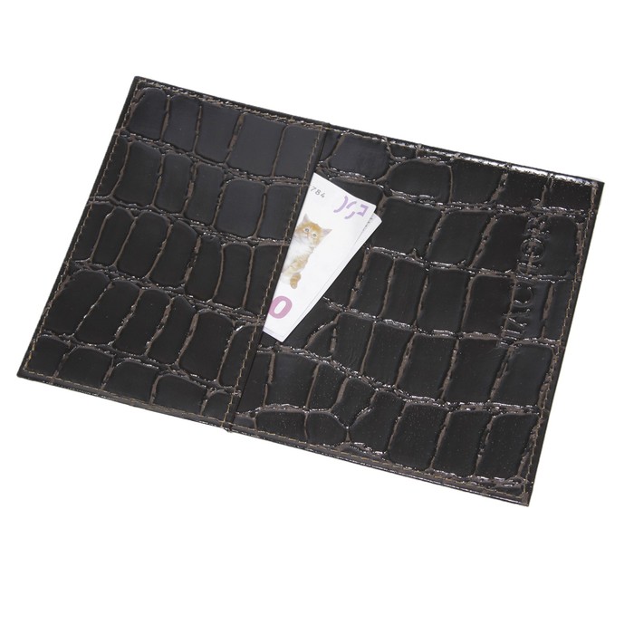 Обложка для паспорта с карманом, цвет коричневый