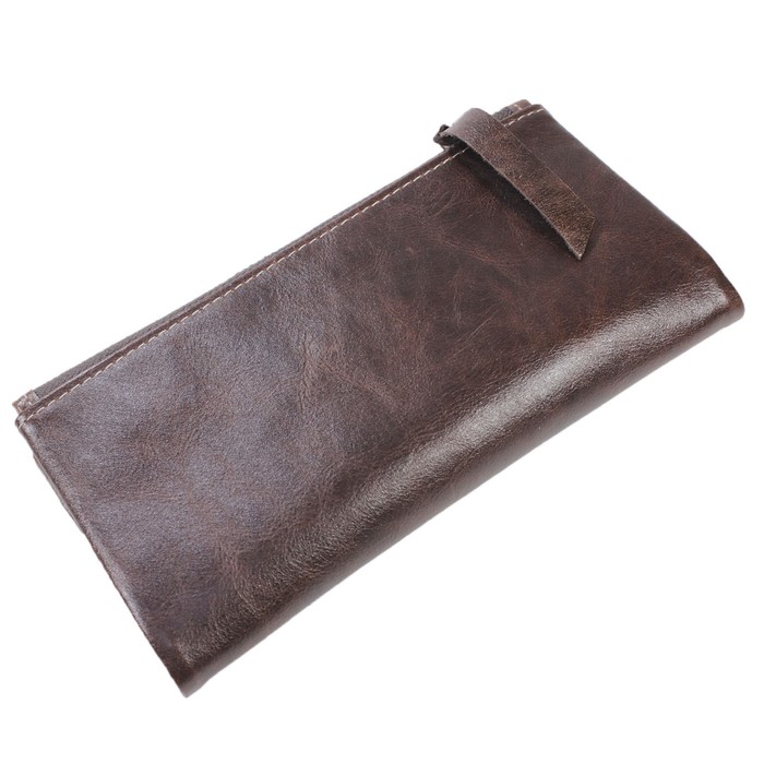 Портмоне-купюрник, кнопка, натуральная кожа, цвет коричневый