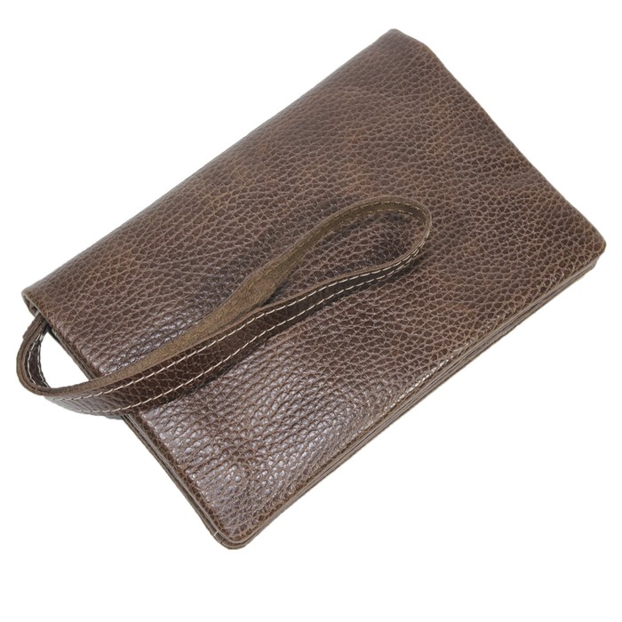 Портмоне-купюрник, кнопка, натуральная кожа, цвет коричневый флотер