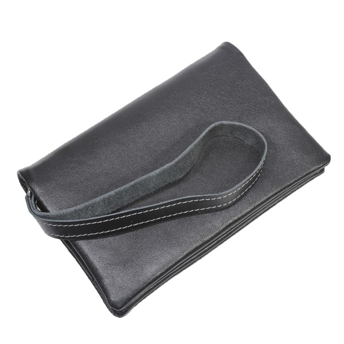 Портмоне-купюрник, кнопка, натуральная кожа, цвет чёрный галант