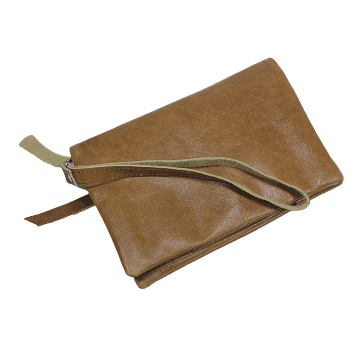 Портмоне-купюрник, кнопка, натуральная кожа, цвет светло-коричневый